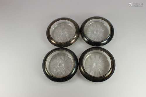 FOUR STERLING BEVERAGE COASTERS