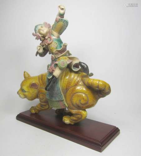 CHINESE KOJI POTTERY ROOF TILE HORSE WARRIOR