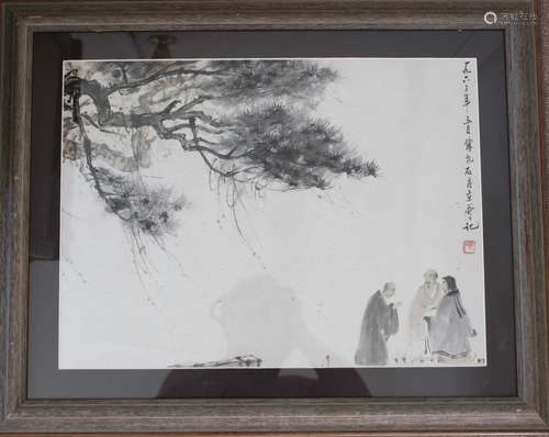 FRAMED CHINESE WATERCOLOR PAINTING