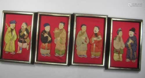 FOUR CHINESE FRAMED CLIP ARTS