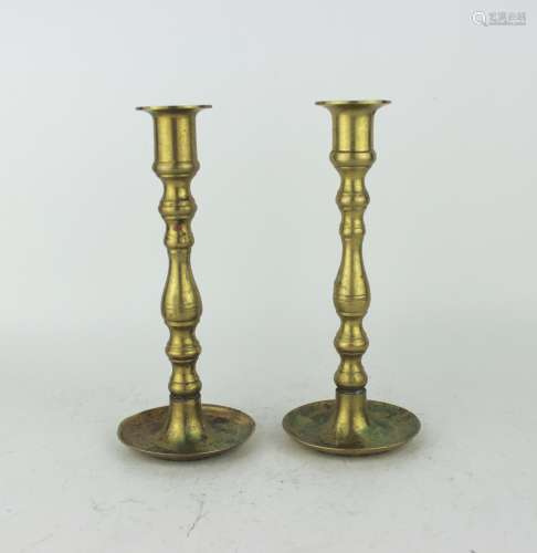 PAIR OF BRONZE CANDLE HOLDERS