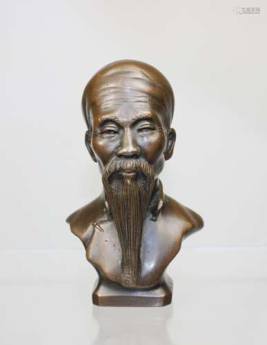 BRONZE BUST OF CHINESE SAGE