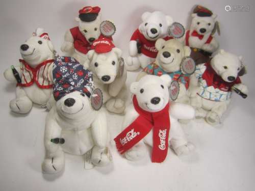 Nine Coca-Cola Collection Plush Polar Bears