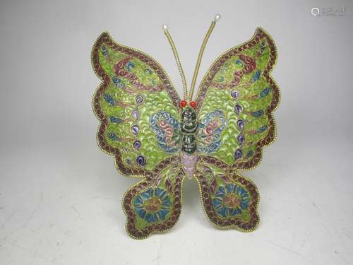 LARGE CLOISONNE ENAMEL BUTTERFLY