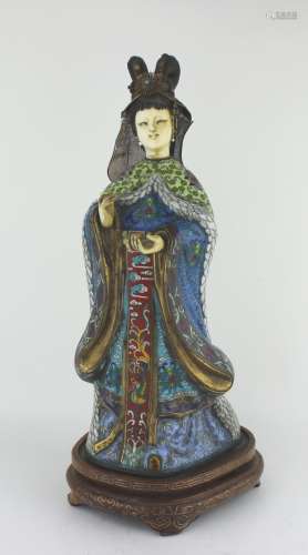 CHINESE CLOISONNE PRINCESS FIGURINE