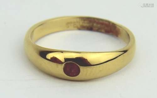 ROUND RUBY GOLD PLATED SILVER RING