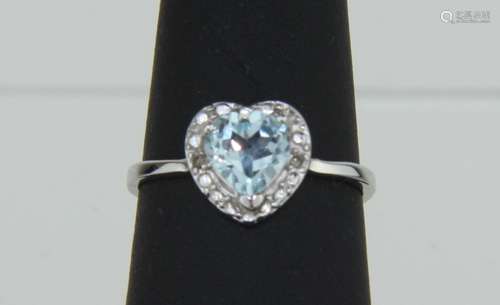 HEART CUT SKY BLUE TOPAZ RING IN STERLING SILVER