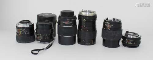 SIX VARIOUS CAMERA  LENSES