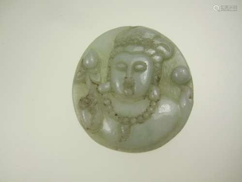 CHIENSE OVAL SHAPE JADE GUANYIN PENDANT