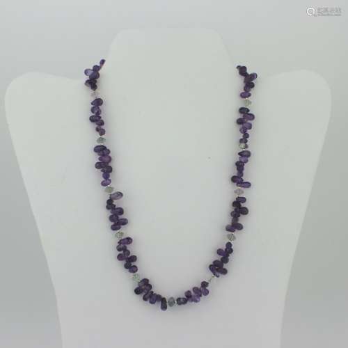 AMETHYST AND FLUORITE BEAD NECKLACE