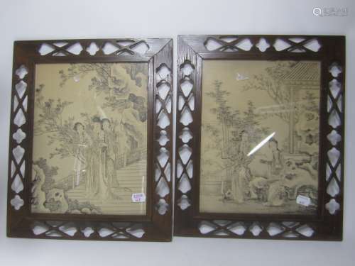 PAIR OF FRAMED CHINESE PAINTING
