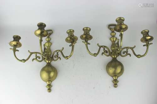 PAIR OF BRONZE WALL CANDLE SCONCES