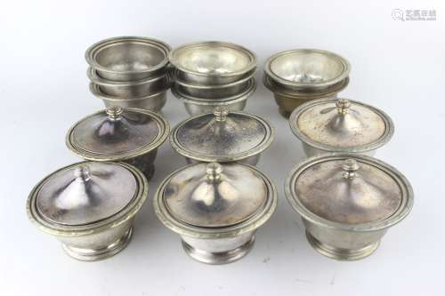 14 PCS METAL SILVER PLATED SUGER BOWLS