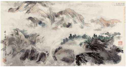 黄达聪（1913～2001） 1989年作 徧山苍烟图 画心 设色纸本