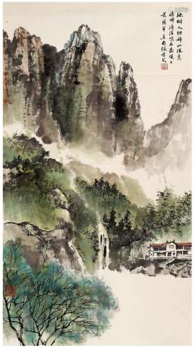 张雪父（1911～1987） 1981年作 深山清涧图 画心 设色纸本