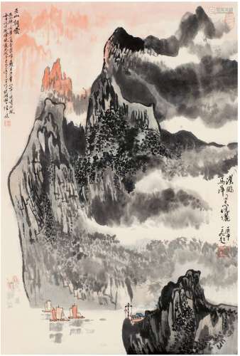 陆一飞（1931～2005） 1977年作 巫山朝云图 镜片 设色纸本