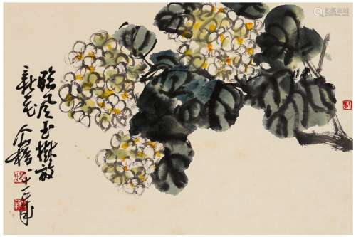 王个簃（1896～1988） 1981年作 临风玉树图 立轴 设色纸本