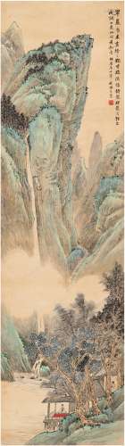 吴穀祥（1848～1903） 溪山抚琴图 立轴 设色纸本