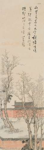 溥儒（1896～1963） 古寺图 镜片 设色纸本