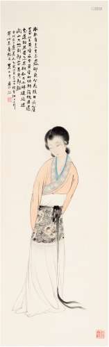 张大千（1899～1983）（款） 1935年作 虞美人图 立轴 设色纸本