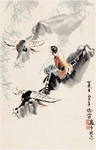 徐希（1940～） 1979年作 牧童图 立轴 设色纸本