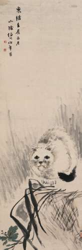 任伯年（1840～1895）（款） 1892年作 猫蝶延年图 立轴 水墨纸本