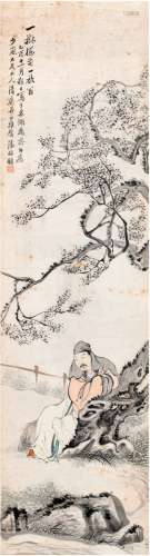 潘振镛（1852～1921） 1885年作 梅花放翁图 画心 设色纸本