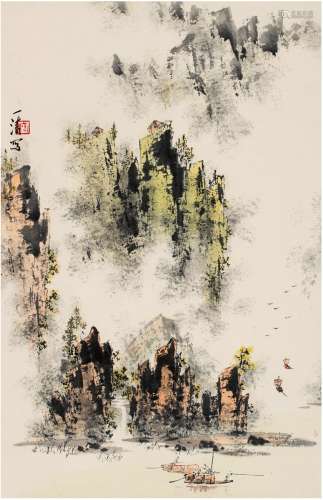 陶一清（1914～1986） 丽江山水图 立轴 设色纸本