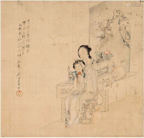 钱慧安（1833～1911） 1885年作 美人图 立轴 设色绢本
