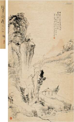 俞云（1864～1938） 1888年作 云林诗意图 立轴 设色纸本