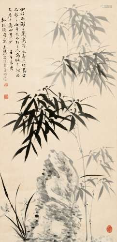 邓怀农（1894～1986） 1952年作 竹石图 立轴 水墨纸本