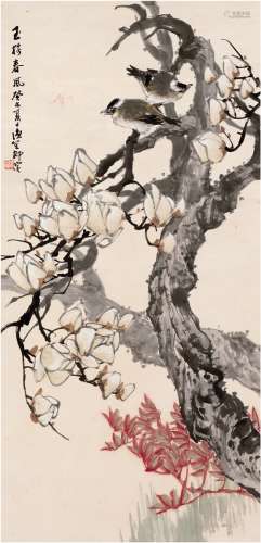 柳滨（1887～1945） 1943年作 玉树春风图 立轴 设色纸本