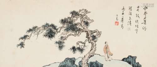 溥儒（1896～1963） 松风孤客图 镜片 设色纸本