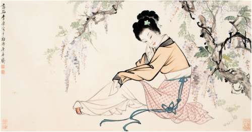 季康（1913～） 仕女图 镜片 设色纸本