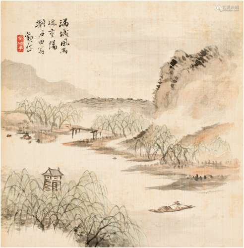 吴观岱（1862～1929） 仿沈周山水图 立轴 设色绢本