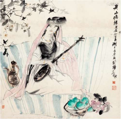 刘国辉（1940～） 1988年作 天山情语图 镜片 设色纸本