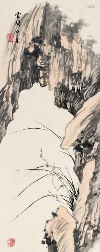 白蕉（1907～1969） 空谷幽兰图 立轴 设色纸本