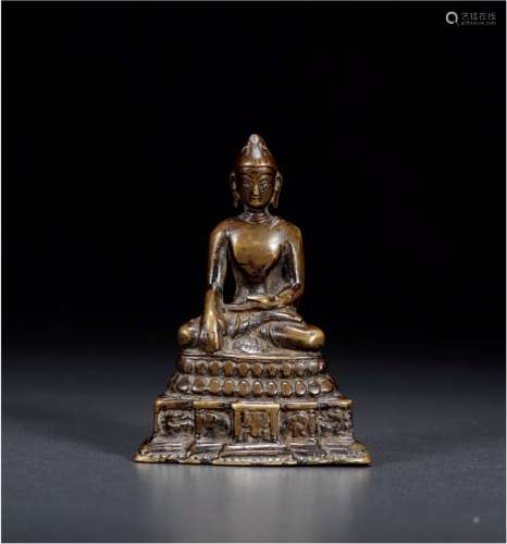 10-12世纪·青铜嵌银释迦牟尼佛坐像