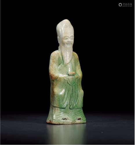明·绿釉寿星塑像