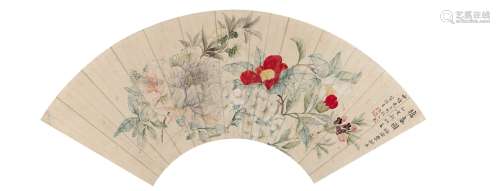 翟继昌（1770～1820） 1815年作 担春图 扇页 设色纸本
