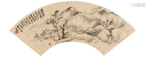 赵云壑（1874～1955） 溪山囤居图 扇页 水墨纸本