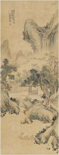 张继勋（清） 1832年作 山居图 立轴 设色绢本