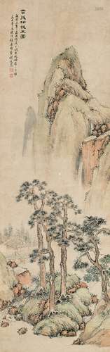 程庭鹭（1798～1859） 1855年作 松茂柏悦图 立轴 设色纸本