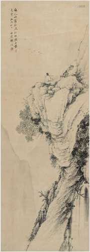 杨补（1598～1657） 1646年作 秋夜闻笛图 立轴 水墨纸本