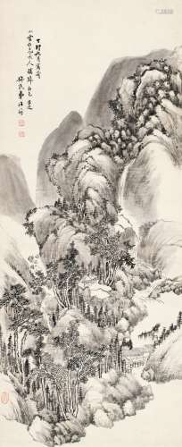 汪昉（1799～1877） 1867年作 溪山幽居图 立轴 水墨纸本