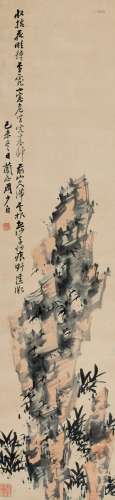 周棠（1806～1876） 1859年作 山石图 立轴 设色纸本