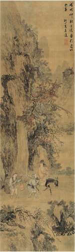 吴达（清） 1658年作 秋山行旅图 立轴 设色绢本