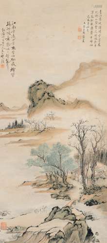 吴藻（1799～1862） 1859年作 江南小景图 镜片 设色纸本