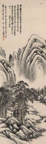 刘照（1859～1932） 1921年作 临吴历山水 立轴 设色纸本