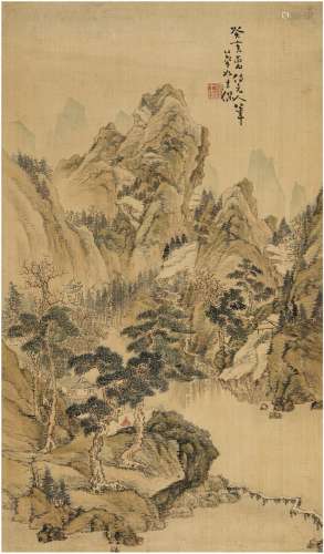 张士保（1805～1879） 1863年作 层峦迹翠图 立轴 设色绢本